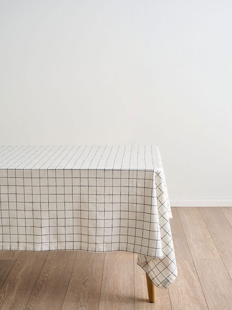 Linen House Table Cloth Linen House Table Linen Oxford Grid Cream (7301528846425)