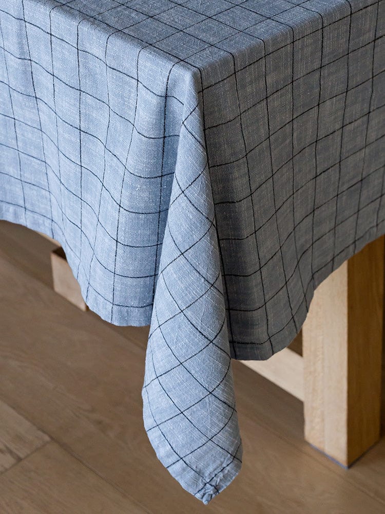Linen House Table Cloth Linen House Table Linen Oxford Grid Light Blue (7301536809049)