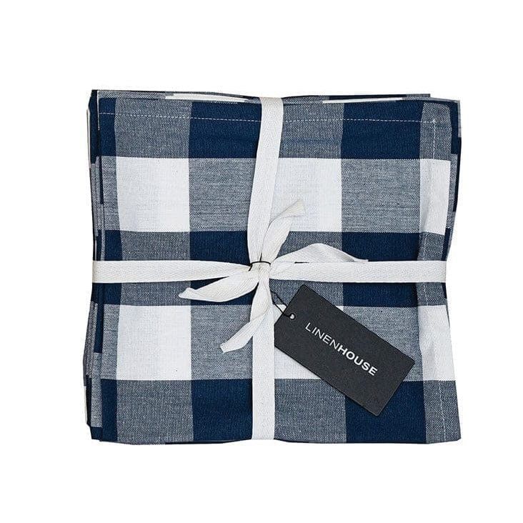 Linen House Table Cloth Napkins 45x45cm napkin [4 pack] Linen House Revana Check Navy Tablecloth