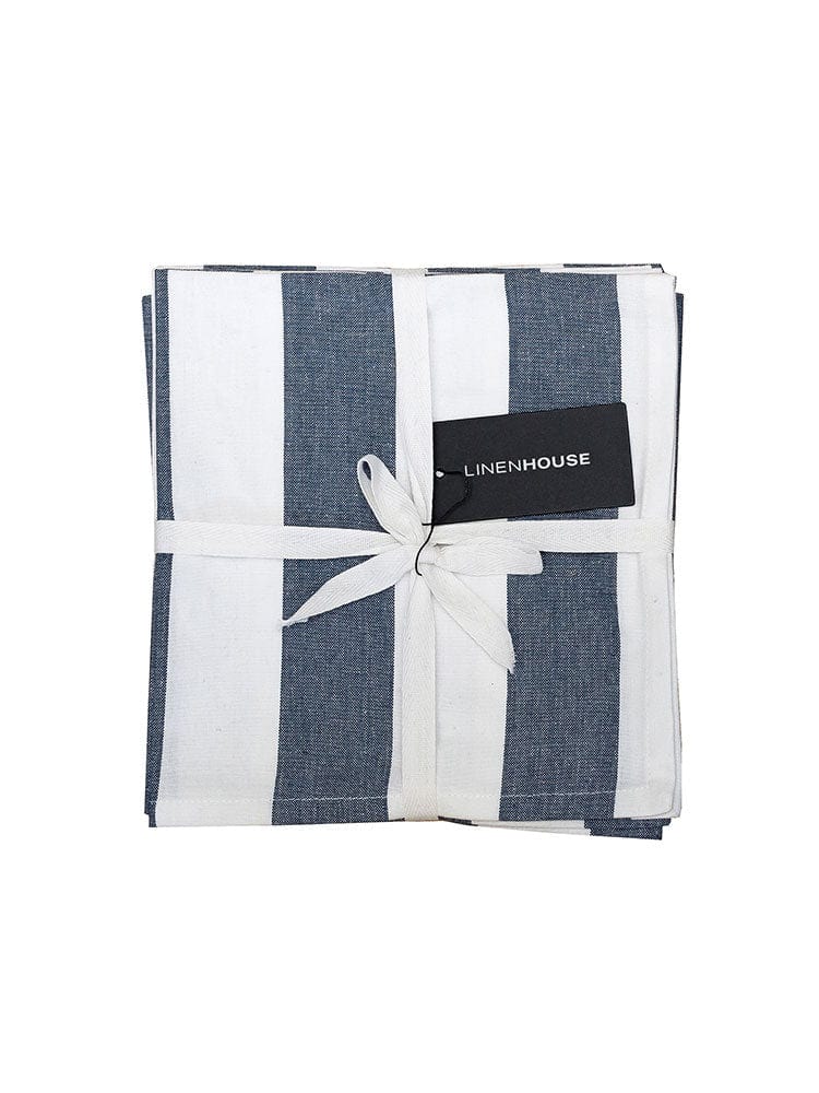 Linen House Table Cloth Napkins 45x45cm napkin [4 pack] Linen House Revana Stripe Navy Tablecloth (7314251317337)