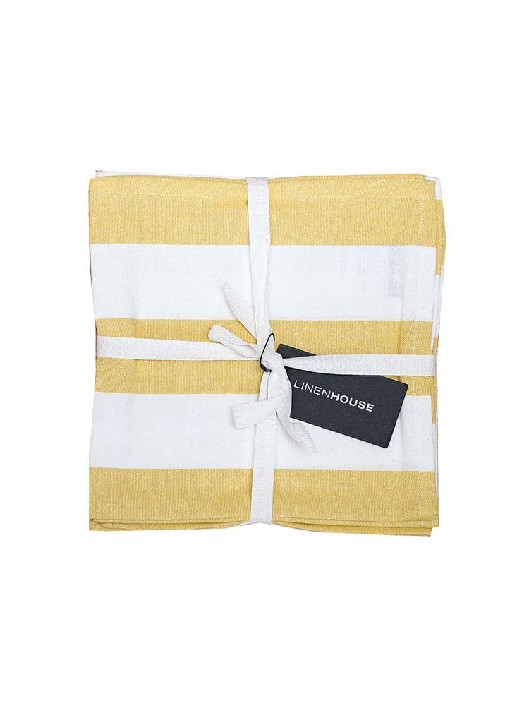 Linen House Table Cloth Napkins 45x45cm napkin [4 pack] Linen House Revana Stripe Yellow Tablecloth (7314224906329)