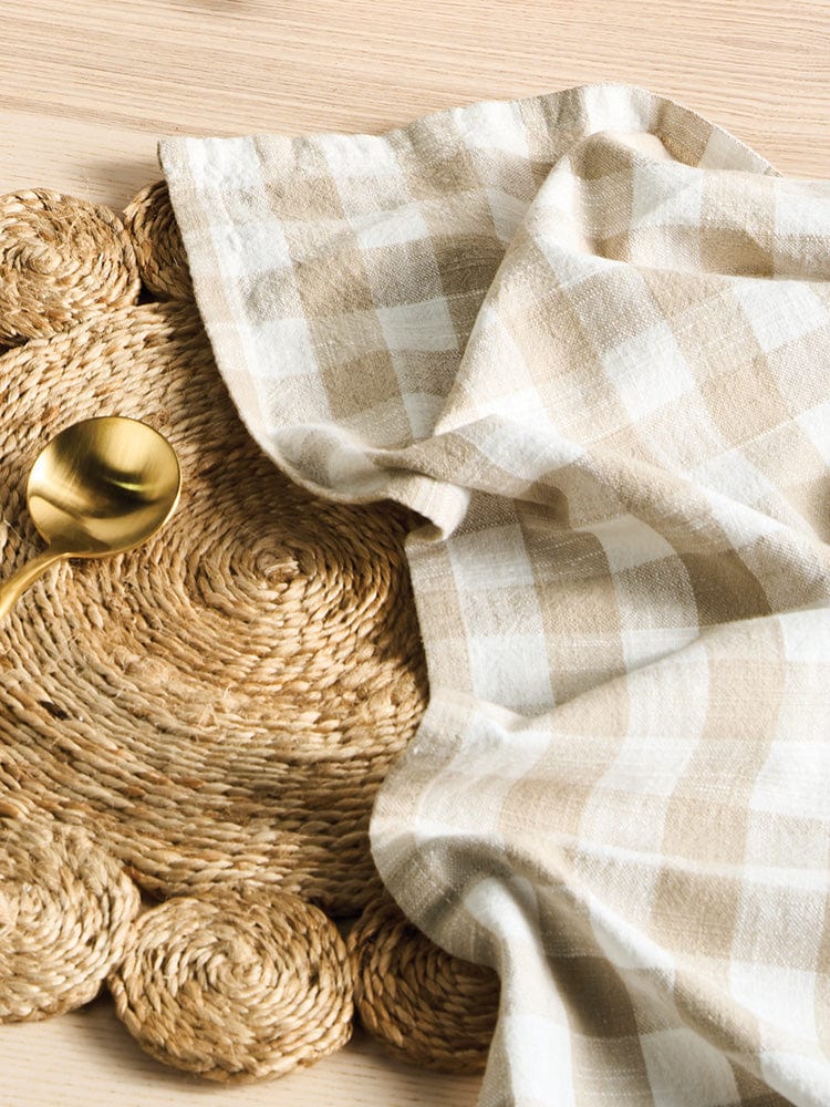 Linen House Table Cloth Napkins 45x45cm napkin [4 pack] Linen House Table Linen Oxford Check Beige (7301554045017)
