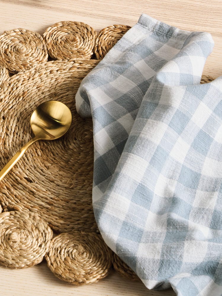 Linen House Table Cloth Napkins 45x45cm napkin [4 pack] Linen House Table Linen Oxford Check Light Blue (7301543034969)