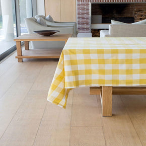 Linen House Table Cloth Table Cloth – 150 x 230cm Linen House Revana Check Yellow Tablecloth (7314221891673)