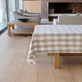 Linen House Table Cloth Table Cloth – 150 x 230cm tablecloth Linen House Revana Check Stone Tablecloth (7313856987225)