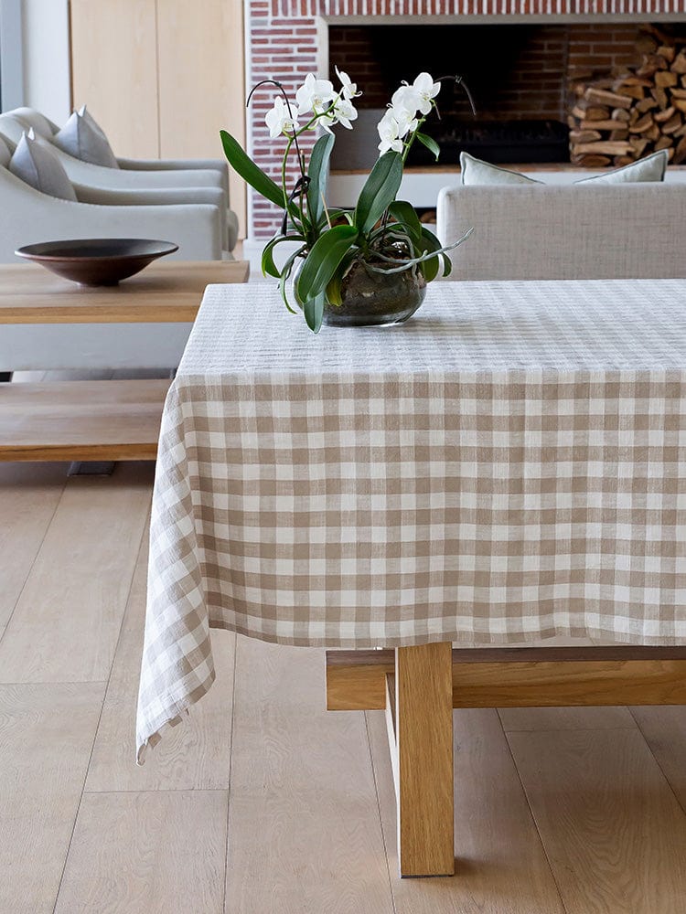 Linen House Table Cloth Table Cloth – 150 x 230cm tablecloth Linen House Table Linen Oxford Check Beige (7301554045017)
