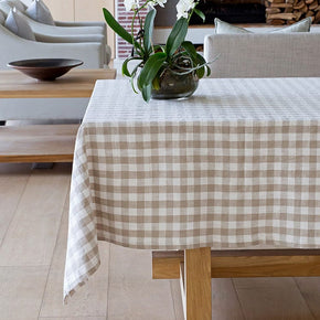Linen House Table Cloth Table Cloth – 150 x 230cm tablecloth Linen House Table Linen Oxford Check Beige (7301554045017)