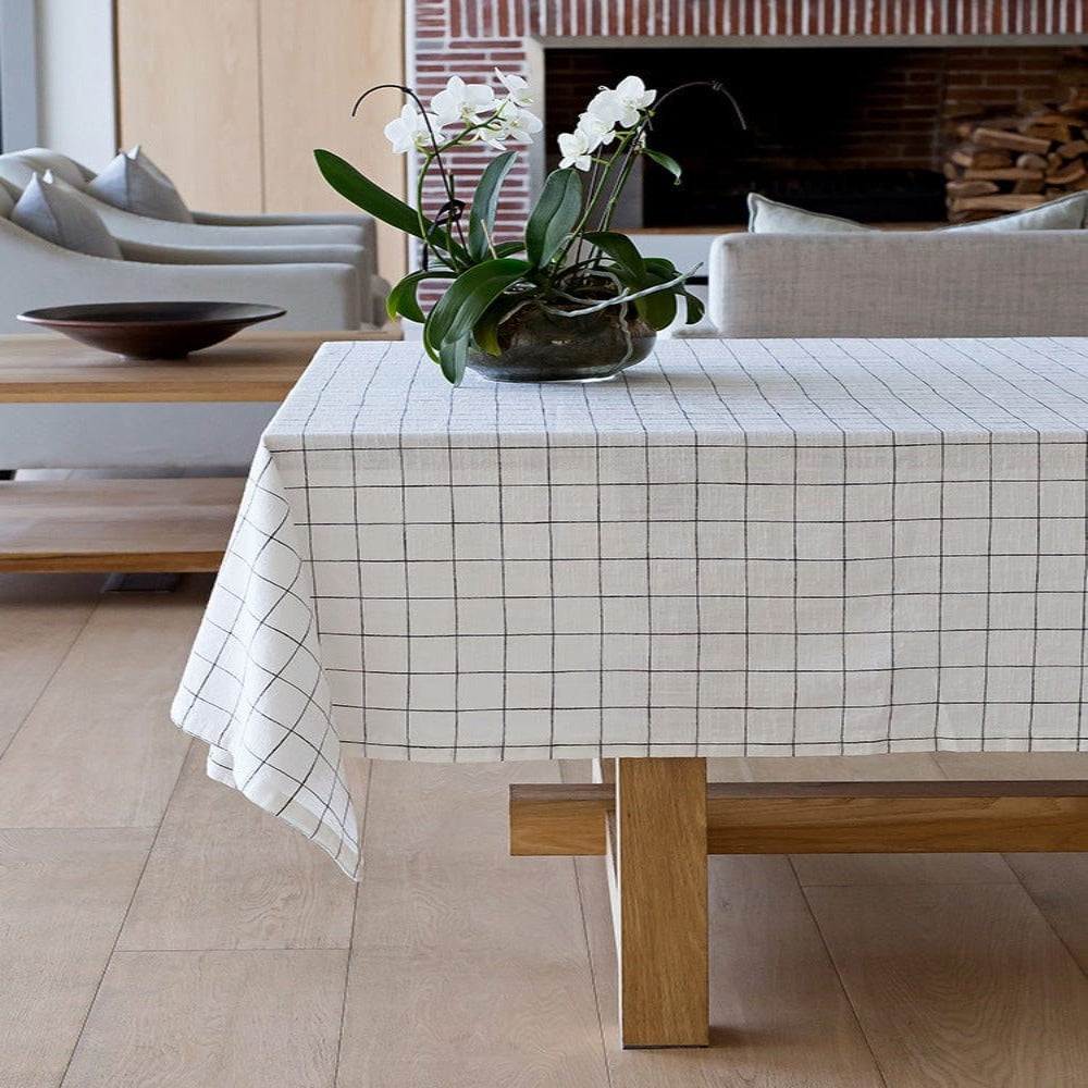 Linen House Table Cloth Table Cloth – 150 x 230cm tablecloth Linen House Table Linen Oxford Grid Cream (7301528846425)
