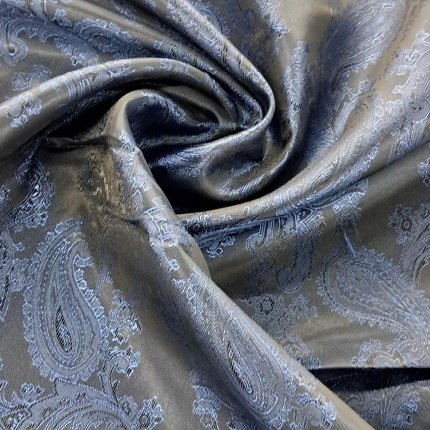 LINING Dress Fabric Navy Acetate Lining Paisely 150cm (7819300339801)