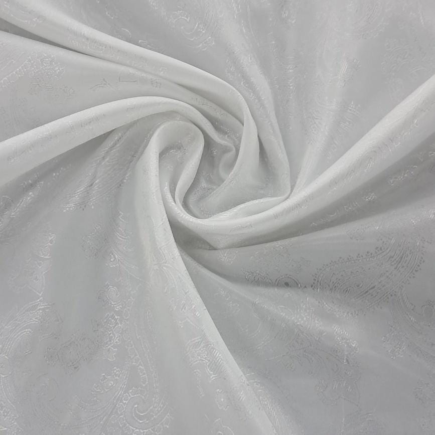 LINING Dress Fabric White Acetate Lining Paisely 150cm (7819300339801)