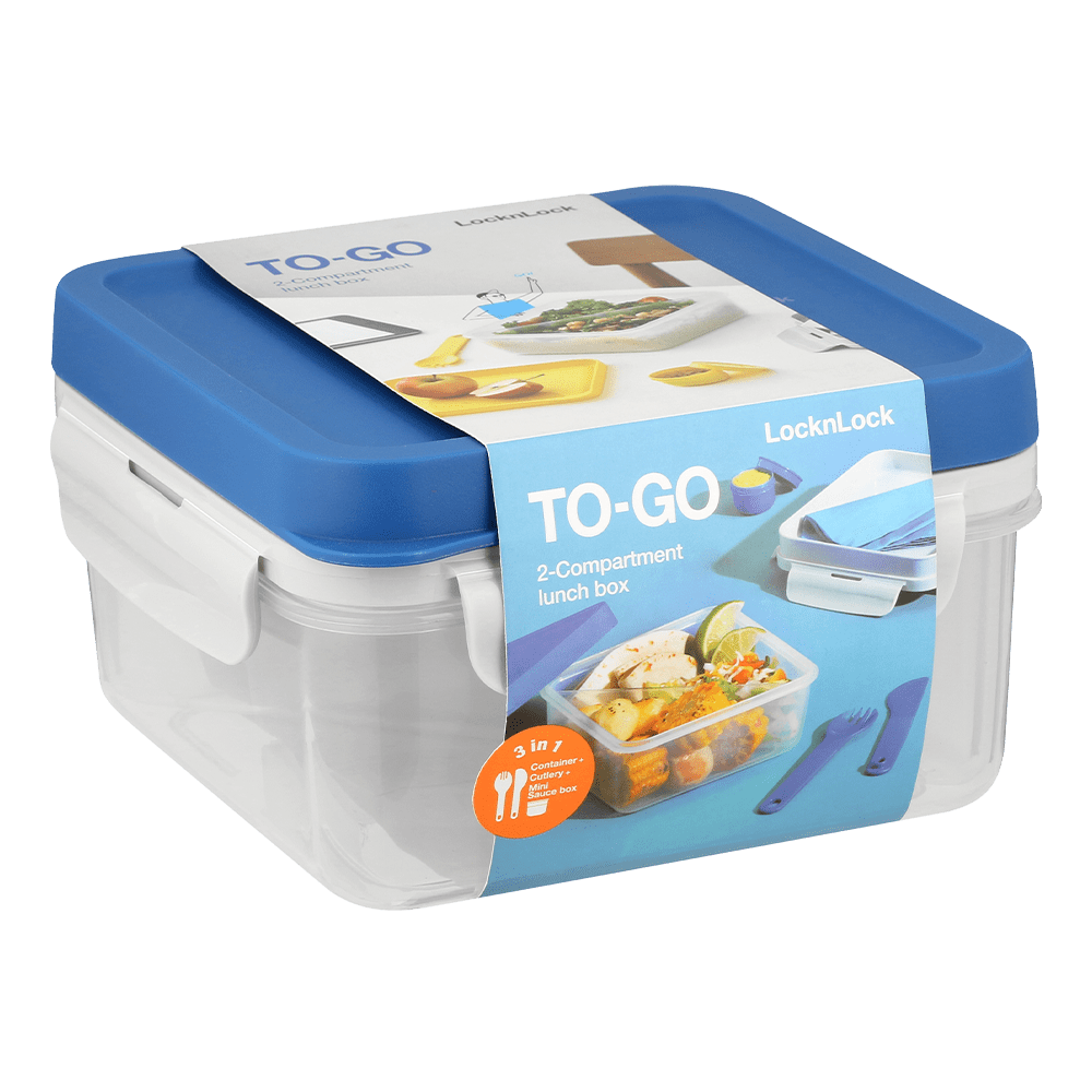 Locknlock LUNCH BOX Locknlock To Go 2 In 1 Lunch Box 1.2lt Blue HPL979LB (7784025784409)