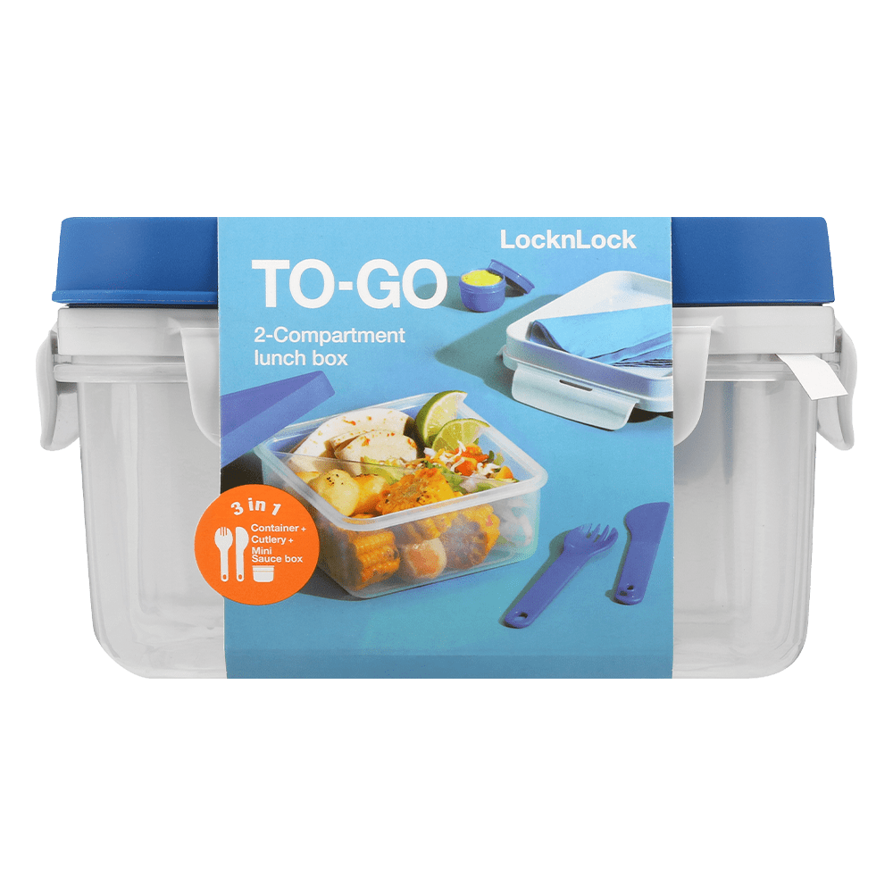 Locknlock LUNCH BOX Locknlock To Go 2 In 1 Lunch Box 1.2lt Blue HPL979LB (7784025784409)