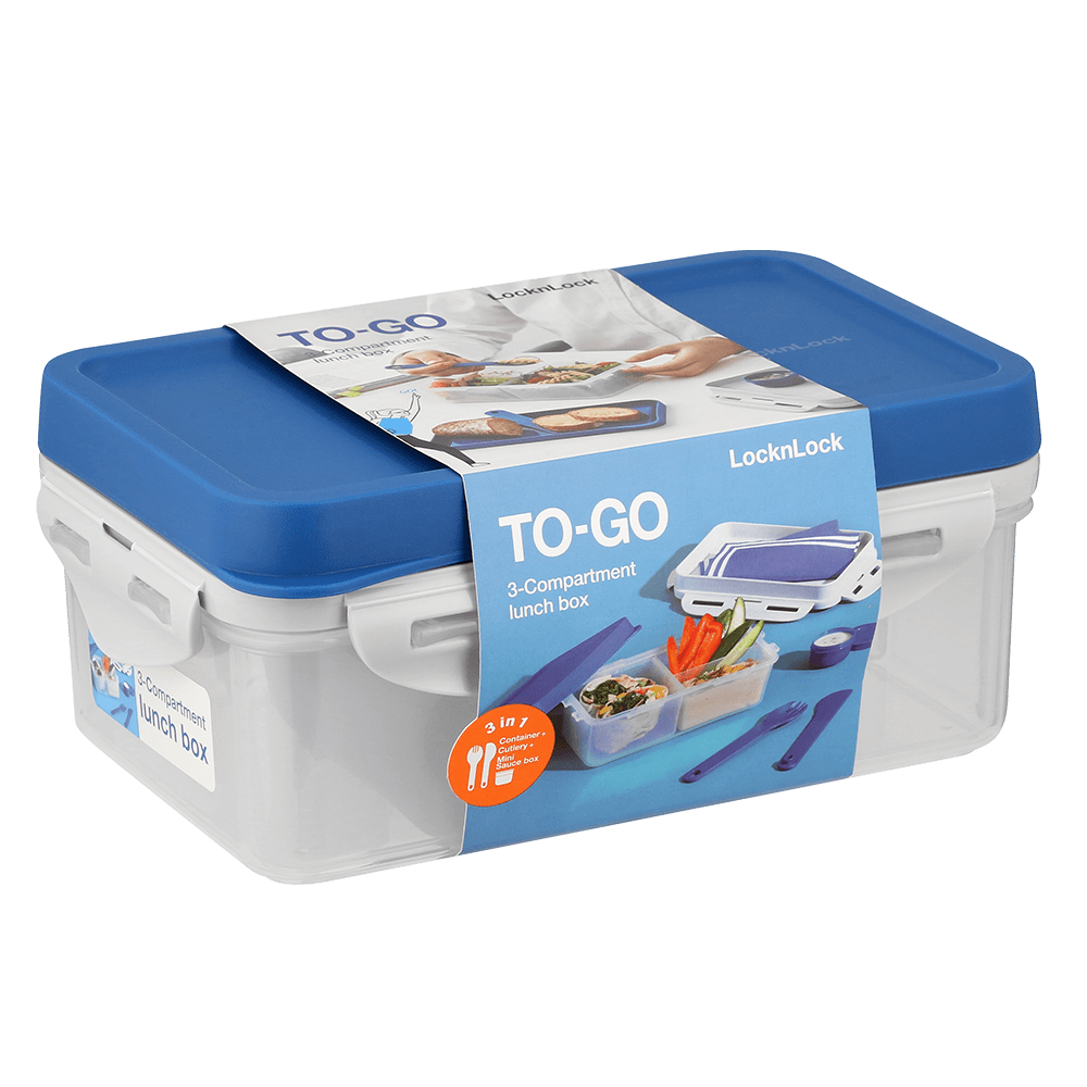 Locknlock LUNCH BOX Locknlock To Go 3 In 1 Lunch Box 1lt Blue HPL817LB (7784024440921)