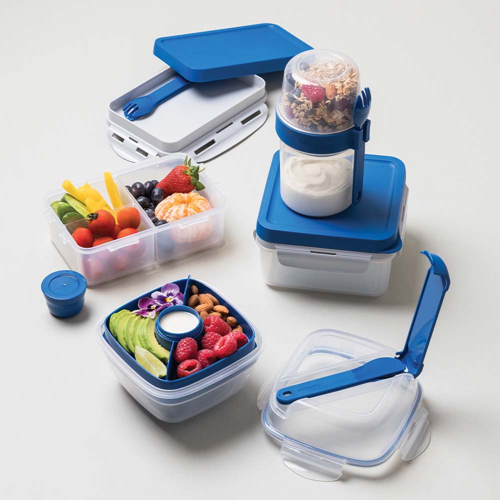 Locknlock LUNCH BOX Locknlock To Go 3 In 1 Lunch Box 1lt Blue HPL817LB (7784024440921)