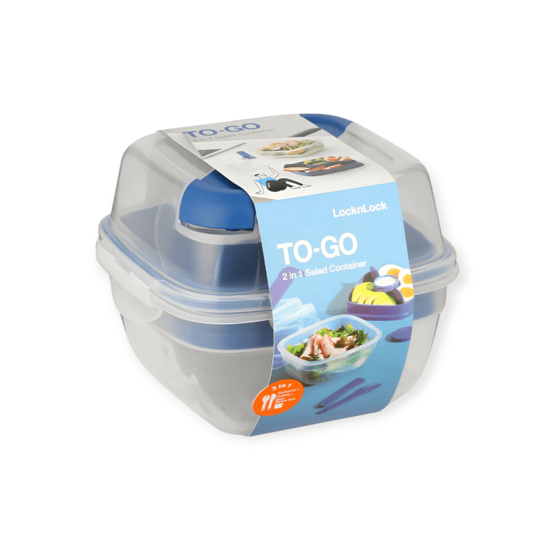 Locknlock LUNCH BOX LocknLock To Go 3 in 1 Salad Box 950ml Blue HSM8440TLB