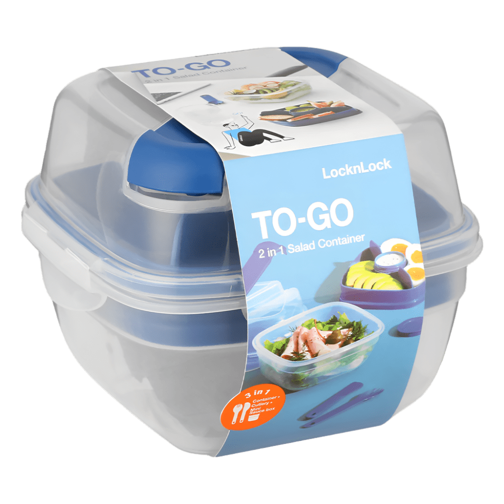 Locknlock LUNCH BOX LocknLock To Go 3 in 1 Salad Box 950ml Blue HSM8440TLB