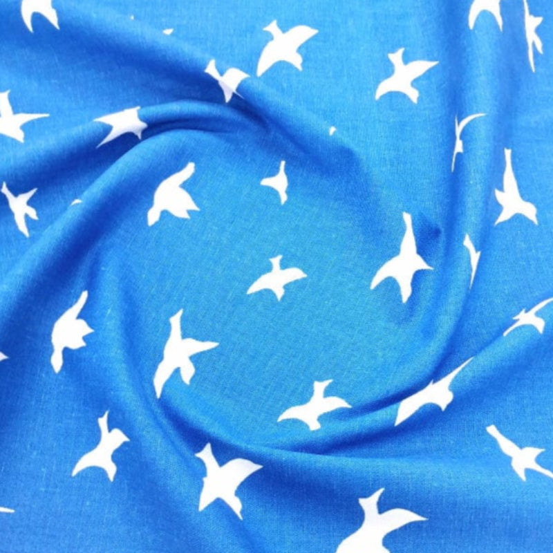 LOOM CRAFT PRINTED FABRIC Blue 100 % Printed Cotton Canvas Birds Collection 140 cm (7899749613657)