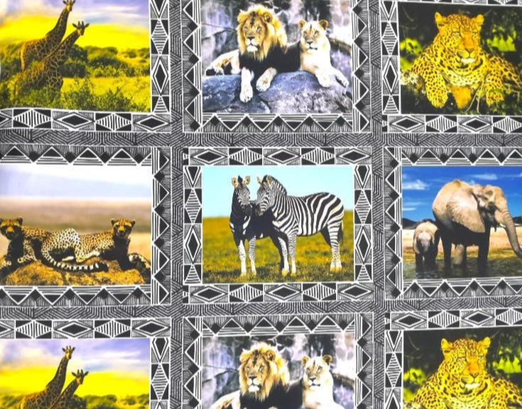LOOM CRAFT PRINTED FABRIC Digpolybrush African Safari Black White Placemat DGBW 140 cm (7803859075161)