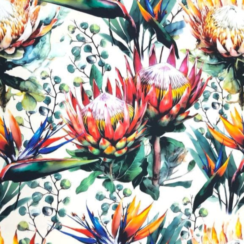 LOOM CRAFT PRINTED FABRIC DigPolybrush Protea Strelitzia Watercolour DGPS 140 cm (7803872215129)
