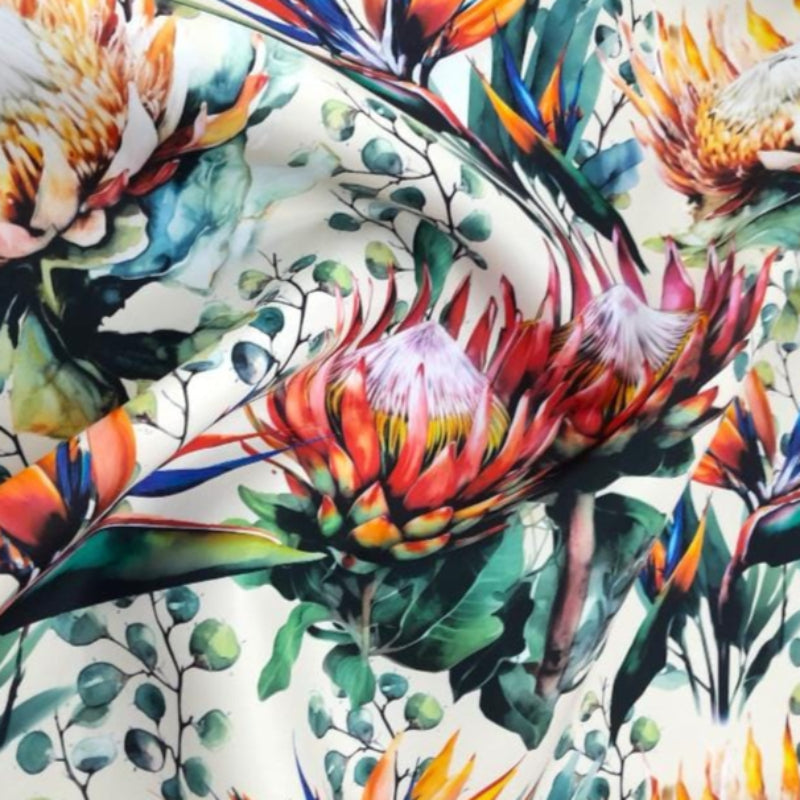 LOOM CRAFT PRINTED FABRIC DigPolybrush Protea Strelitzia Watercolour DGPS 140 cm (7803872215129)