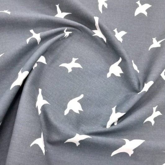 LOOM CRAFT PRINTED FABRIC Grey 100 % Printed Cotton Canvas Birds Collection 140 cm