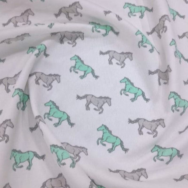 LOOM CRAFT PRINTED FABRIC Lime 100 % Printed Cotton Horses Collection 140 cm (7899770159193)