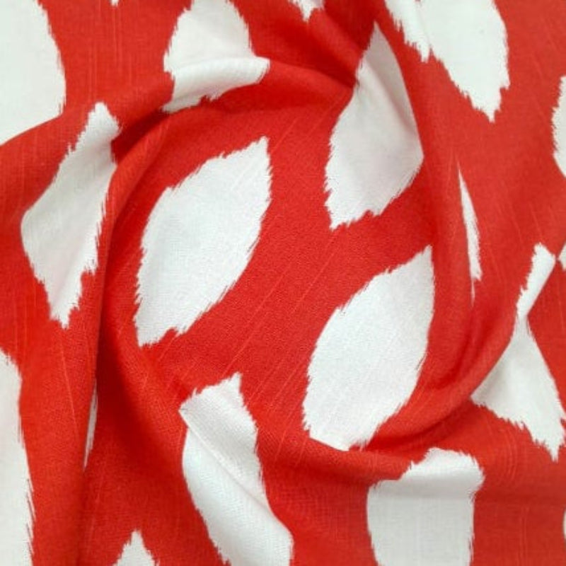 LOOM CRAFT PRINTED FABRIC Red / White Printed Cotton Canvas Patcheo Collection 140 cm (7899883077721)