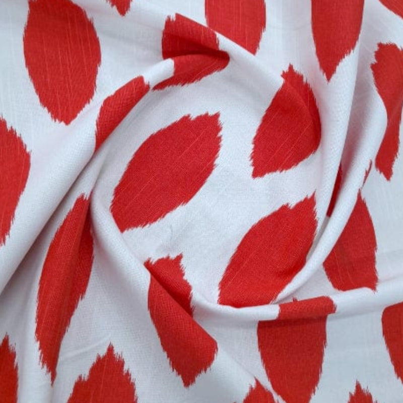 LOOM CRAFT PRINTED FABRIC White / Red Printed Cotton Canvas Patcheo Collection 140 cm (7899883077721)