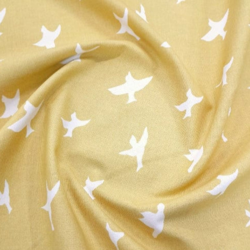 LOOM CRAFT PRINTED FABRIC Yellow 100 % Printed Cotton Canvas Birds Collection 140 cm (7899749613657)