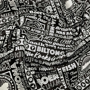 LOOM CRAFT Upholstery Fabric Black Upholstery Printed Vinyl Afrikaans Braai Collection 145 cm