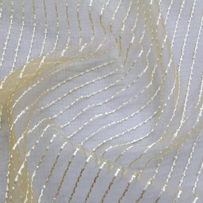 Loomcraft Fabrics Curtain Fabrics Cream Fabric Beaded Organza Voile 280 cm