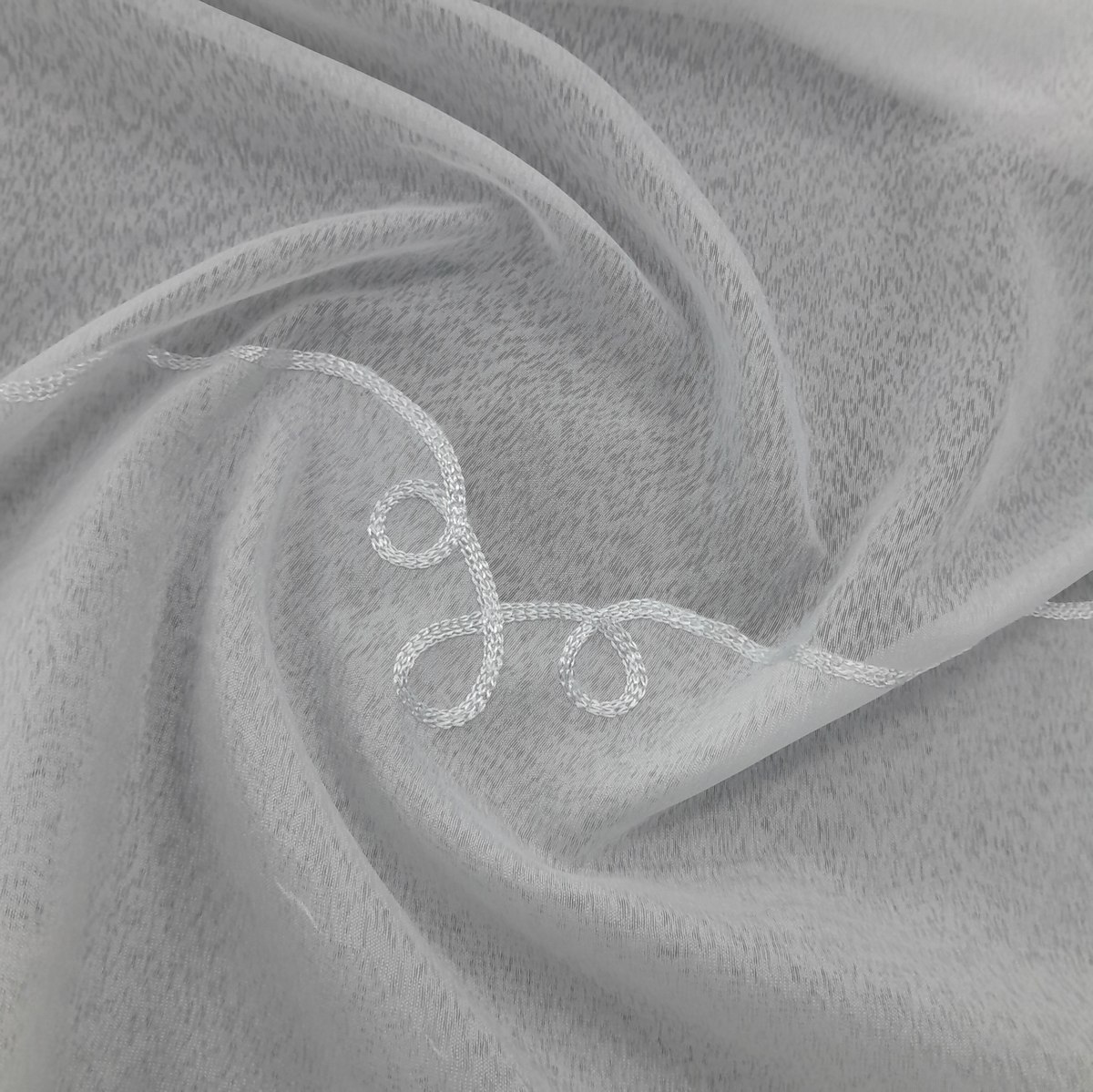 Loomcraft Fabrics Lace & Voile Fabrics White Fabric Frosted Cornelly Voile 270 cm