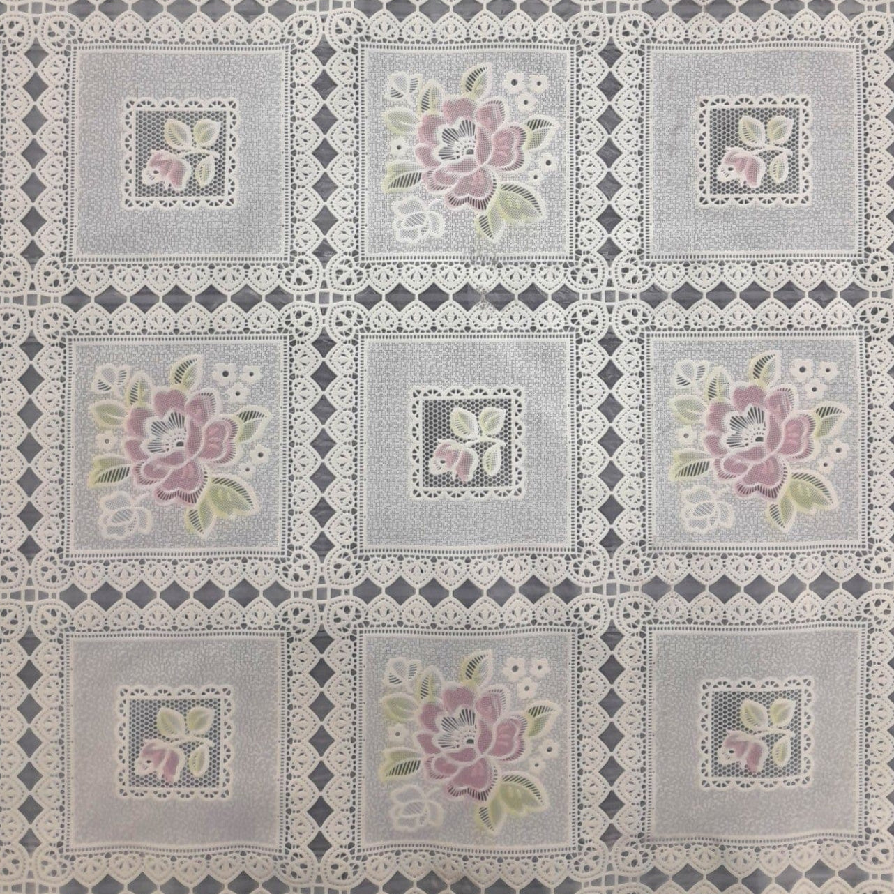 Loomcraft Fabrics Plastic Tabling Tablecloth PVC Lace Peach/Pink 137 cm