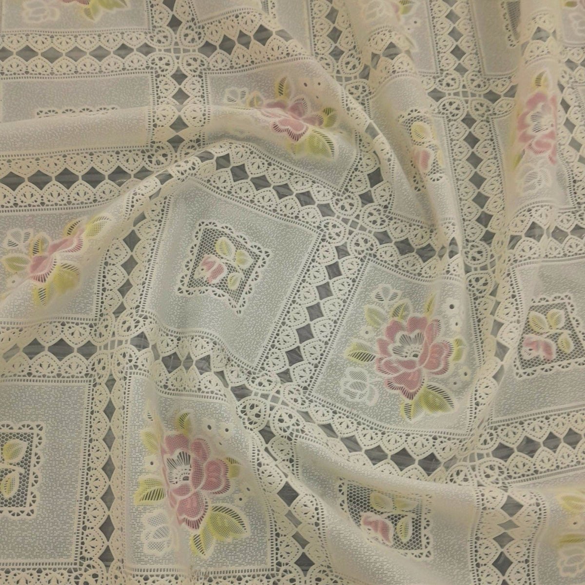 Loomcraft Fabrics Plastic Tabling Tablecloth PVC Lace Peach/Pink 137 cm