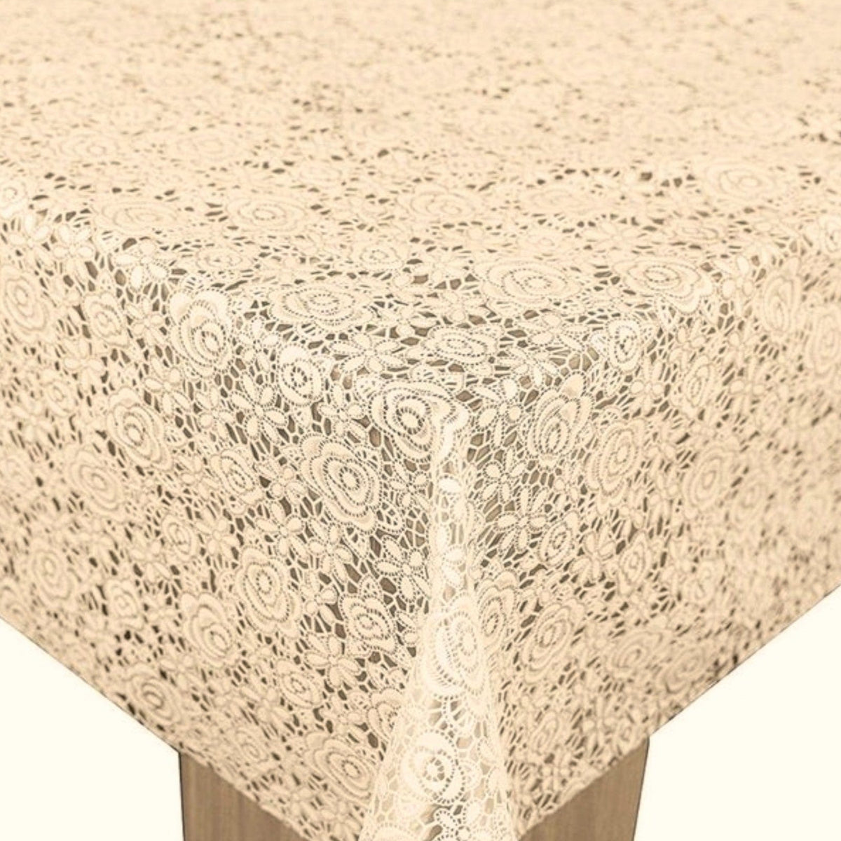 Loomcraft Fabrics Plastic Tabling Tablecloth PVC Lace Peach/Pink 137 cm