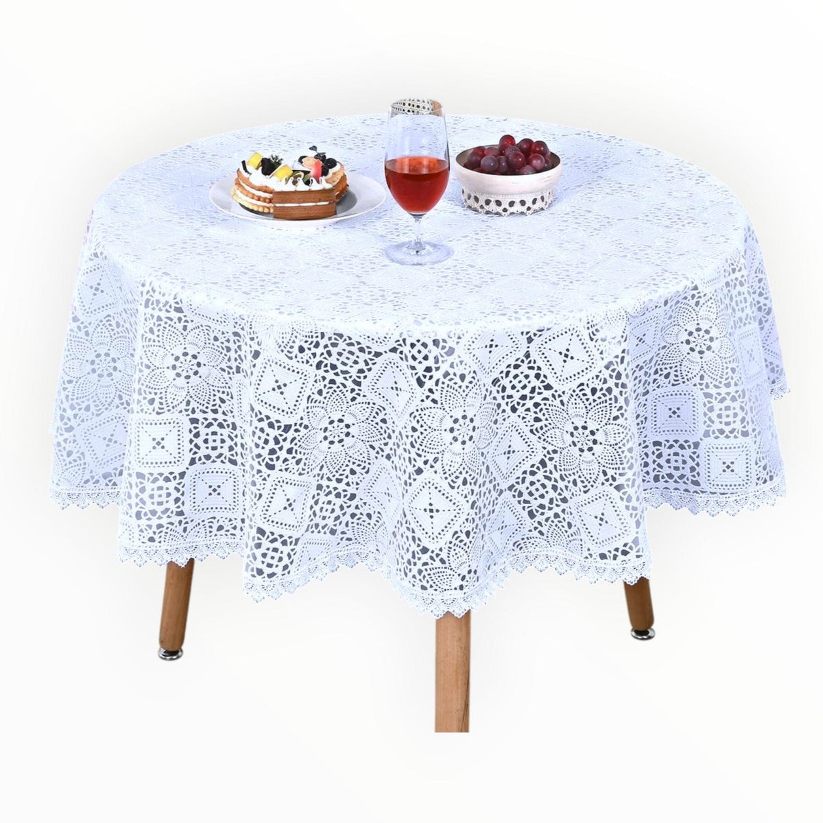 Loomcraft Fabrics Plastic Tabling Tablecloth PVC Lace Silver 137 cm