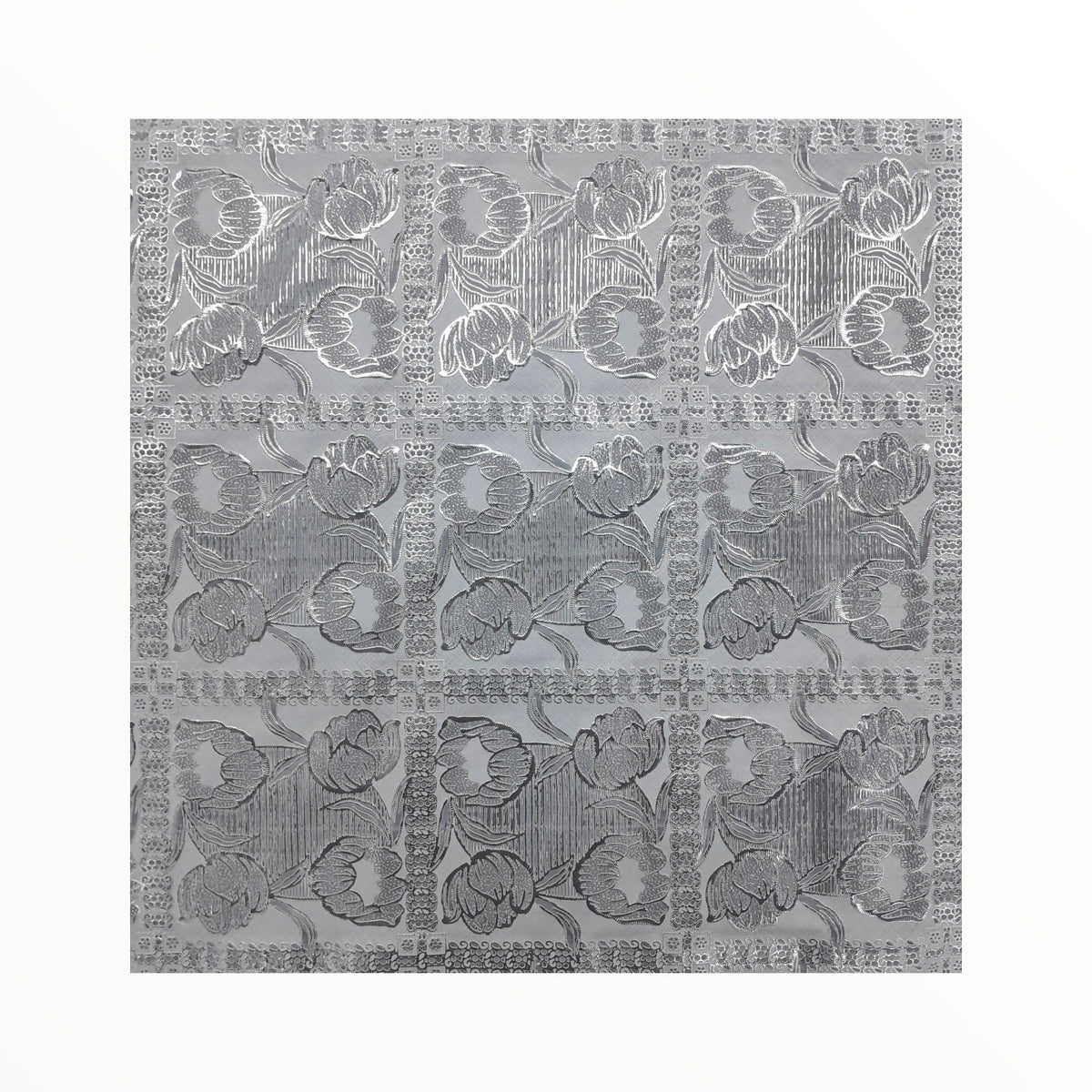 Loomcraft Fabrics Plastic Tabling Tablecloth PVC Lace Silver 137 cm