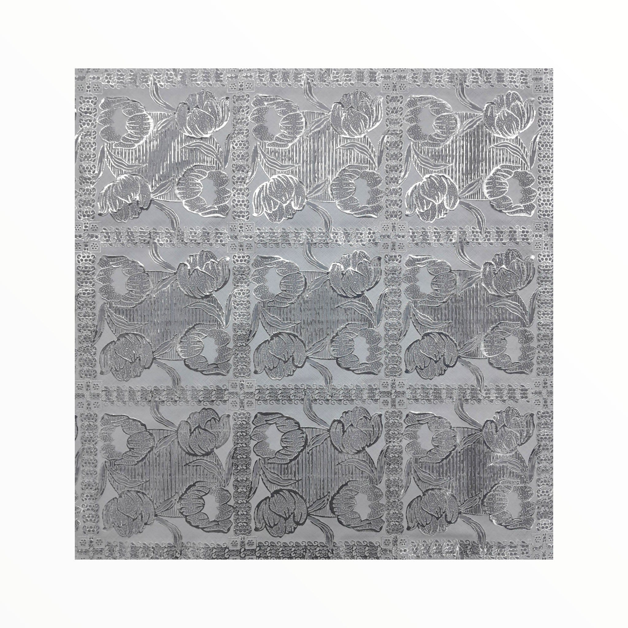 Loomcraft Fabrics Plastic Tabling Tablecloth PVC Lace Silver 137 cm