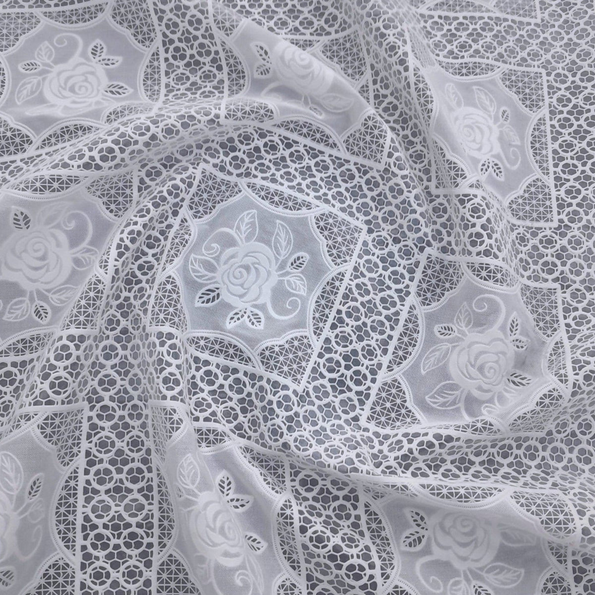 Loomcraft Fabrics Plastic Tabling Tablecloth PVC Lace White 137 cm