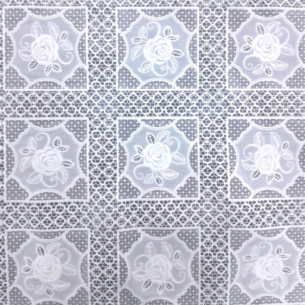 Loomcraft Fabrics Plastic Tabling Tablecloth PVC Lace White 137 cm