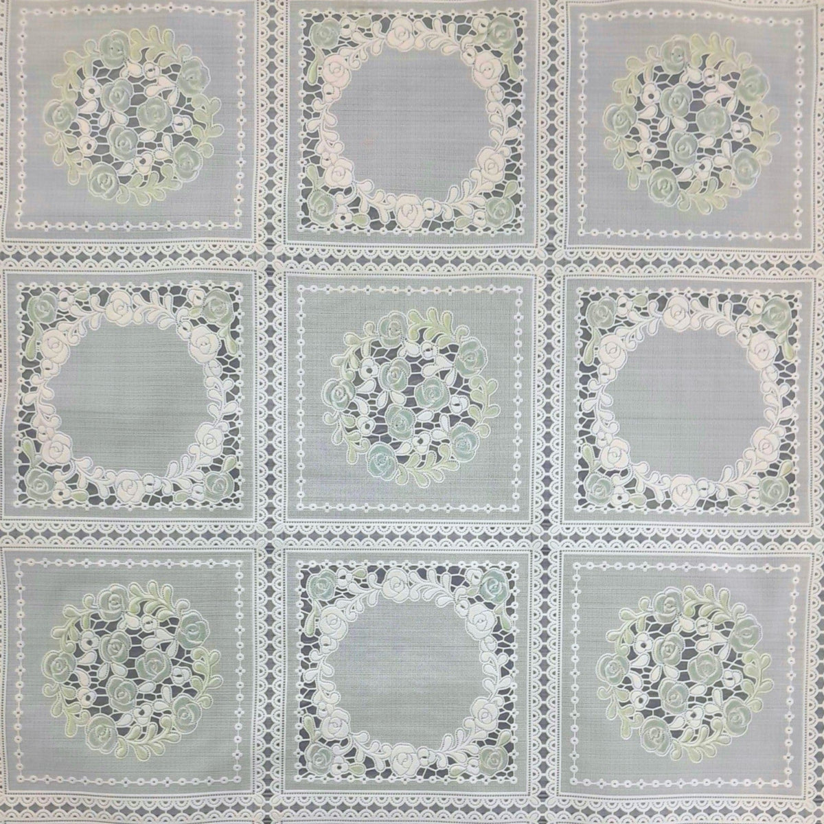 Loomcraft Fabrics Plastic Tabling Tablecloth PVC Lace White/Blue 137 cm
