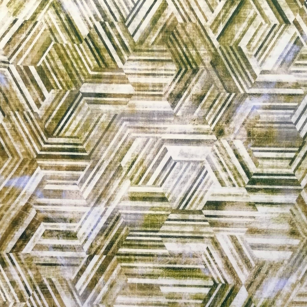Loomcraft Fabrics Printed velvet Olive Green Upholstery Printed Velvet Abstract Tile 140 cm