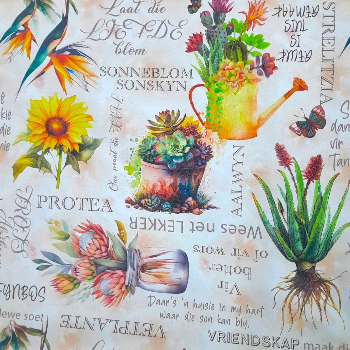 Loomcraft Fabrics Printed Vinyl Upholstery Printed Vinyl Blomme Afrikaans 145 cm