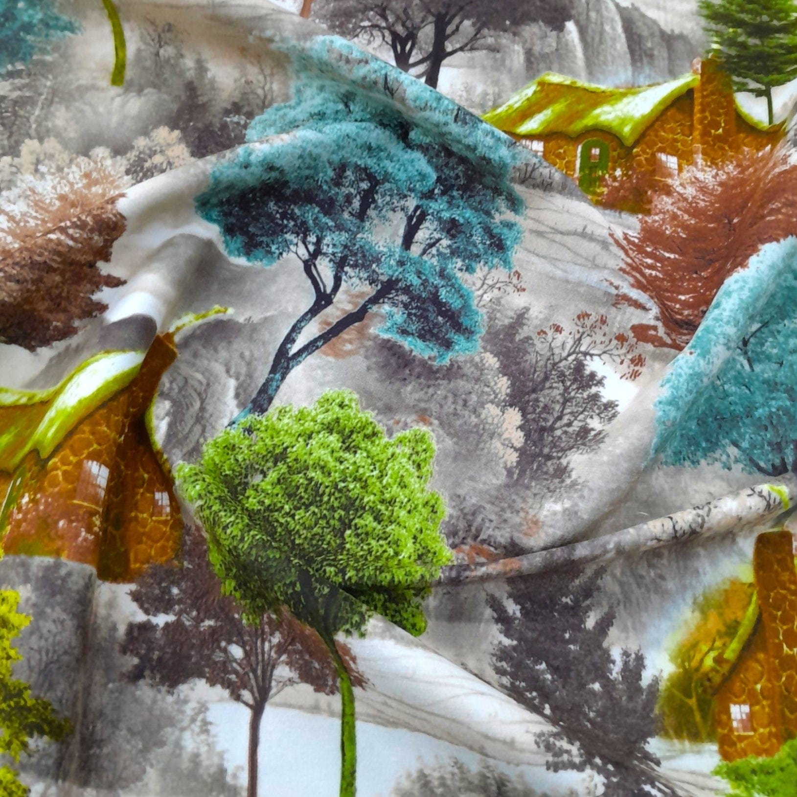 Loomcraft Fabrics Upholstery Fabric Velvet Printed Upholstery Fabric Forest Autumn 140 cm