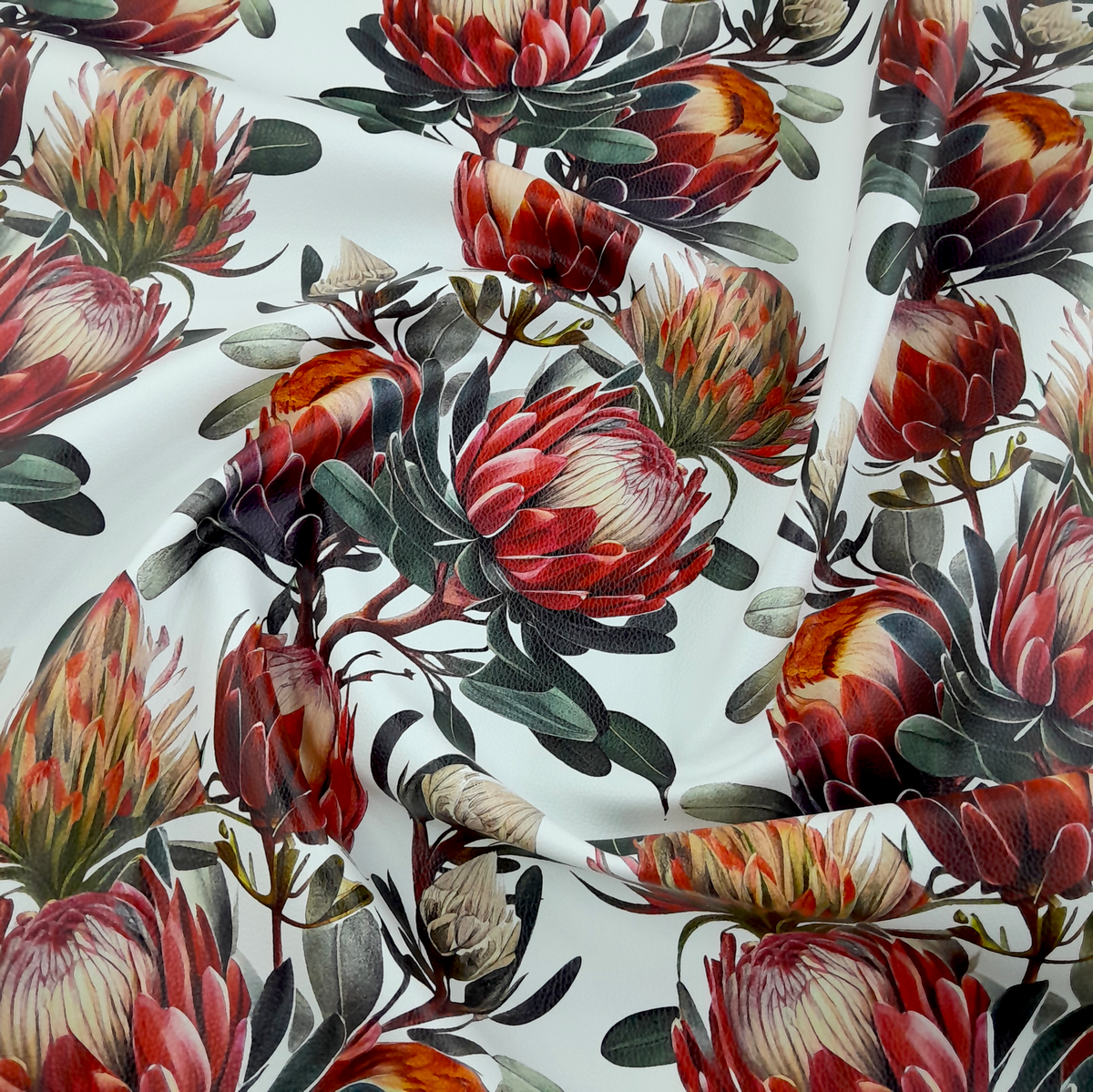 Loomcraft Fabrics Upholstery Vinyl Fabric Upholstery Printed Vinyl Botanical Protea 145 cm