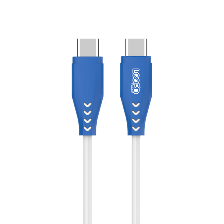 Loopd Charging Cable Loopd Type C To Type C Cable 60W 1.2M-White/Blue (7672133386329)