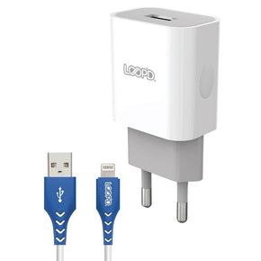 Loopd Power Adapters & Chargers Loopd 1 Port 2.1A Wall Charger With Lightning Cable - White (7672142200921)
