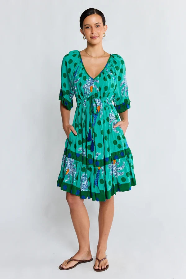 Lulalife Ladies Blanch Midi Dress-Sea F6BLAMID.