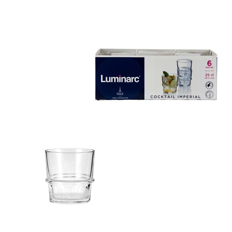 Luminarc CRYSTAL GLASS Luminarc Cocktail Imperial Tumbler 250ml Set Of 6 (7288120311897)
