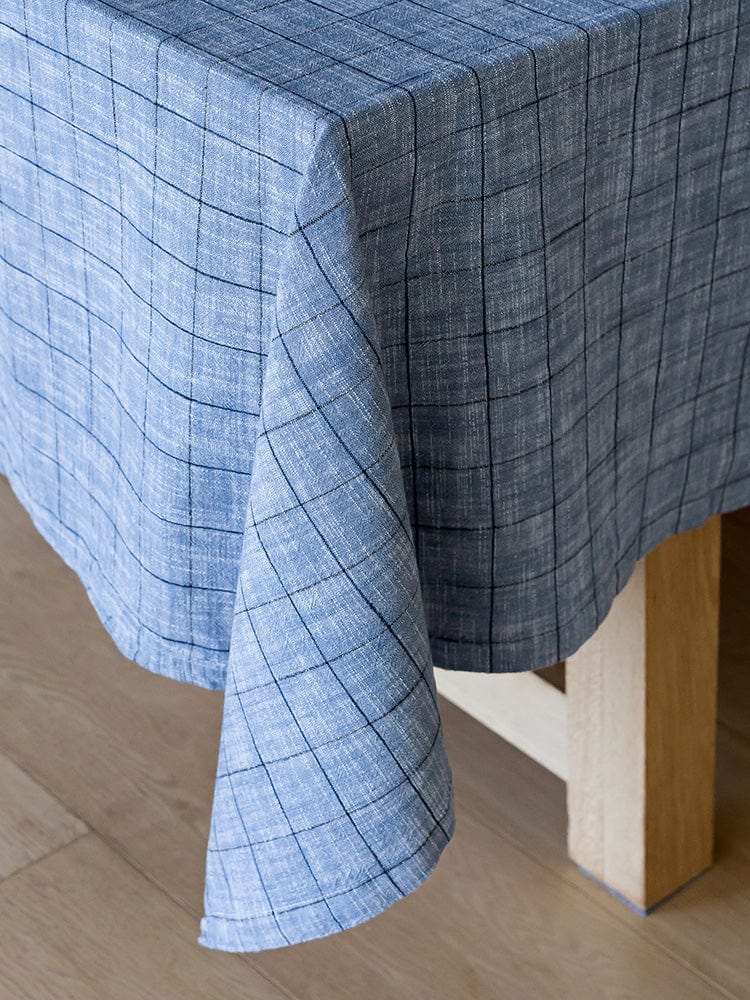 M.M Linen BEDSPREAD Linen House Tablelinen Oxford Grid Navy (7301512560729)